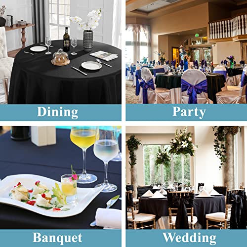 Vidafete 2 Pack 108Inch Round Tablecloth Polyester Table Cloth，Stain Resistant And Wrinkle Polyester Dining Table Cover For Kitchen Dinning Party Wedding Rectangular Tabletop Buffet Decoration (Black) #TOP5
