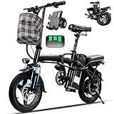 Electric Bike for Adults Teens, Commuting Folding ebike with 560W Motor and 48V Battery, 24MPH 3 Level Pedals Assist, Dual Disc Brakes,14' Compact Foldable Electric Bicycle with UL2849 Certification