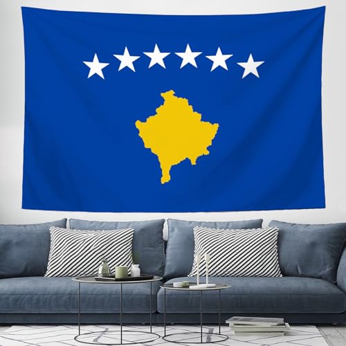 Tapisserie murale drapeau Kosovo rideau grand tissu pour cacher un mur abîmé de chambre