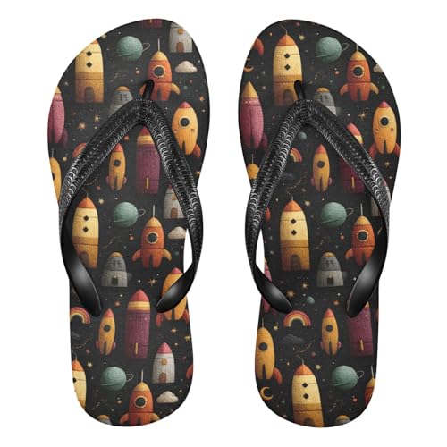 Flip Flop Sandals Cartoon Universe Print for Women Men Beach Outdoor XS