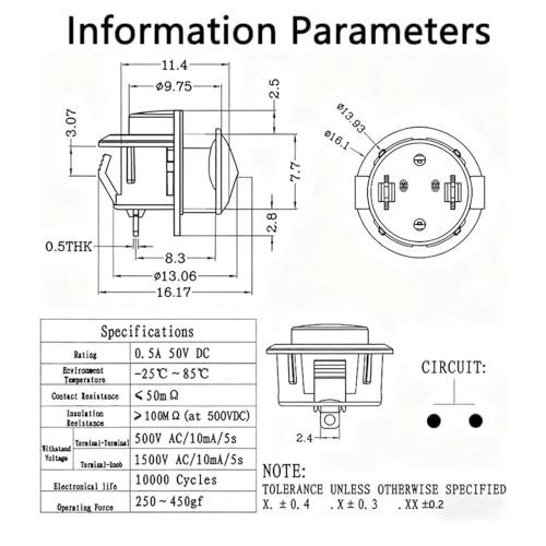 Interruptor de puerta DS-258 circular para activar cerraduras eléctricas en el hogar 7