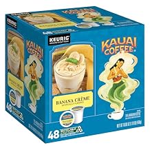 Kauai Coffee K-Cup Pods for Keurig Brewers Arabica Coffee, 10% Hawaiian Medium Roast, Banana Flavor with Creamy Vanilla Banana Creme, 1 Pack of 48 Single Serve K-Cups