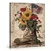 Suifad July 4th Decor Floral American Flag Canvas Wall Art, Patriotic Military Boots Painting Artwork Print, 4th of July Decorations for Memorial Day Living Room Bedroom 8x10 Inches