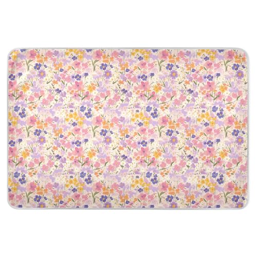 Colorful Floral Pattern Watercolor Diaper Mats Waterproof Washable Bed Wetting Pads Leakproof Quick Drying Pee Mats for Baby Toddler Children , 52