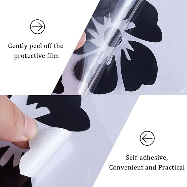 GORGECRAFT 3 Styles Hawaiian Hibiscus Flower Car Decal Black Laser Car Sticker Sun Protection Self Adhesive Car Accessories Automotive Exterior Decoration for Suv Laptop Truck Motorcycle Doors - 4