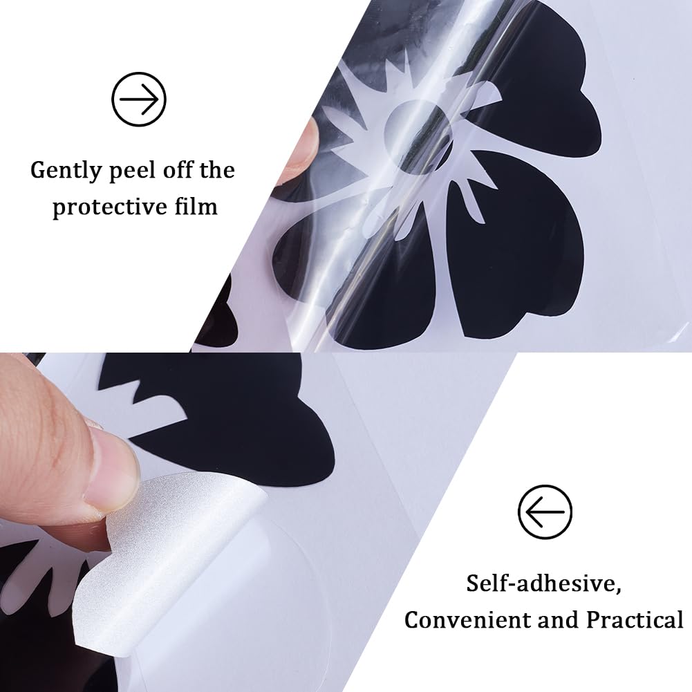 GORGECRAFT 3 Styles Hawaiian Hibiscus Flower Car Decal Black Laser Car Sticker Sun Protection Self Adhesive Car Accessories Automotive Exterior Decoration for Suv Laptop Truck Motorcycle Doors — view 4