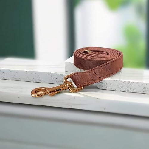 Miniatura 4 de Juego de collar y correa de terciopelo para perro, collar y correa suaves y cómodos, collares ajustables con hebilla de metal resistente para perros