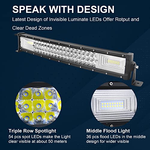 Barra LED impermeable de 270W con kit de cableado 12V resistente al agua 4