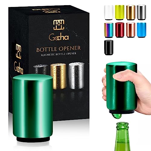 GOCHA | Magnetic Beer Bottle Opener with Automatic Cap Catcher &ndash; Stainless Steel Push-Down Gadget...