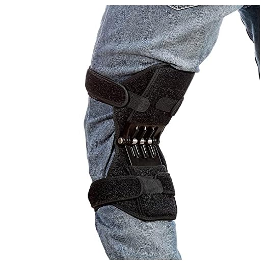 Knä Booster Bace, Rebound Spring Gemensam stöd, Justerbar för knä artros, squat, bergsklättring, träning, en storlek passar de flesta par