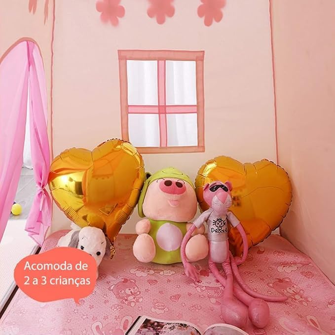 Cabana, Casinha de Brinquedo, Barraca,Tenda, Barraca Rosa, Dobrável E Fácil de Montar