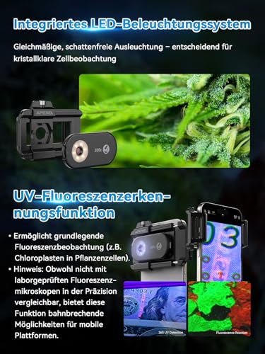 APEXEL 300X Smartphone Mikroskop - Professionelle Trichomanalyse & Mikrowelt Erkundung