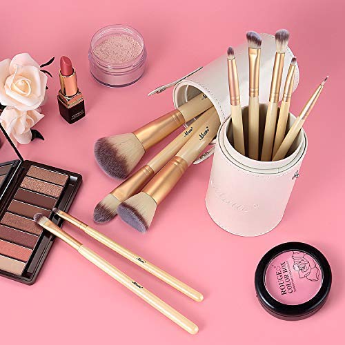 Matto Makeup Brushes 10-Piece Golden Makeup Brush Set With Foundation Powder Mineral Eye Face Make Up Brushes Holder #TOP6