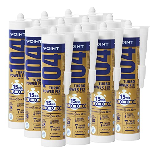 Adhesivo de montaje híbrido [12 x 290 ml] - Adhesivo de secado rápido extra fuerte - Pegamento universal - Pegamento de fuerza extra fuerte resistente al agua se puede pintar - pegamento para vidrio