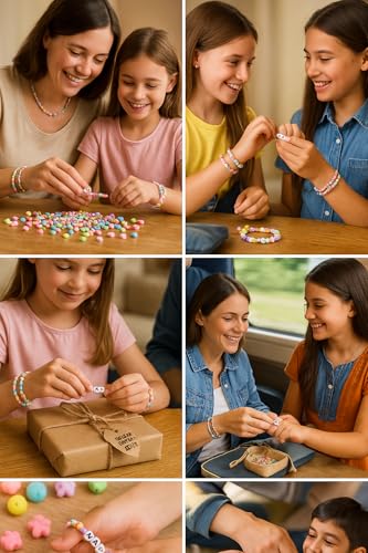 Image of ambitieux Bracelet Making Craft Kit 12 Types of Colorful 400+ pcs of Plastic Beads with Elastic - (Light Open Multicolor 3)