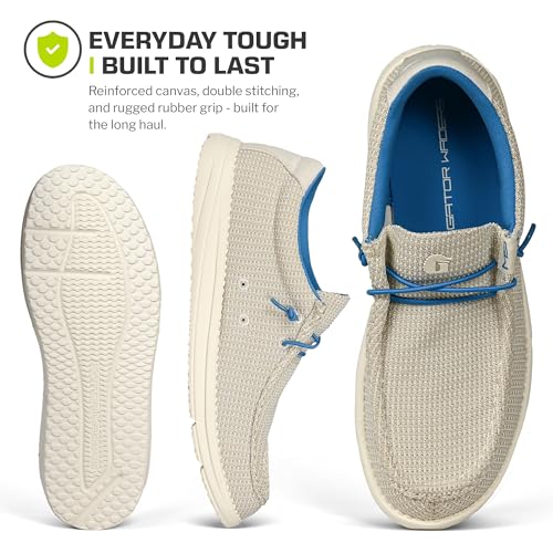 Image of Mens Casual Shoes - Men's Loafers & Slip-Ons Camp Shoes with No-Tie Laces -Arch Support Boat Shoes for Everyday Wear