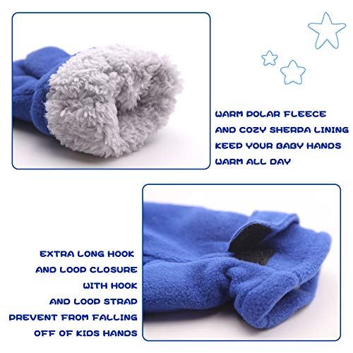 Toddler Infant Winter Mittens Lined With Fleece Easy-On Baby Boy Girls Warm Gloves Outdoor (B-Black&Blue, M (1-2 Years)) #TOP1