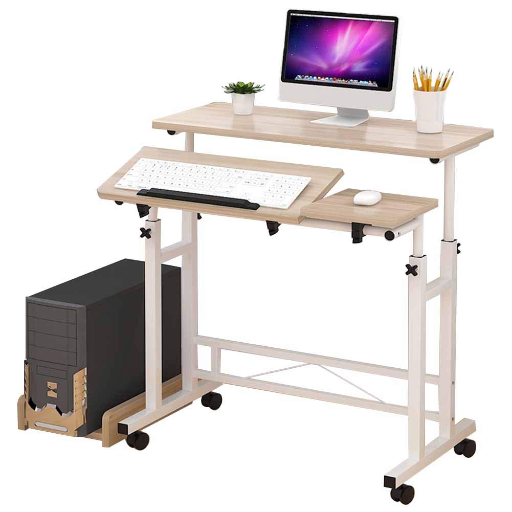 Computer Table Roller Roller Computer Desk Rolling Office Desk Sofa Side Table Rustic Brown