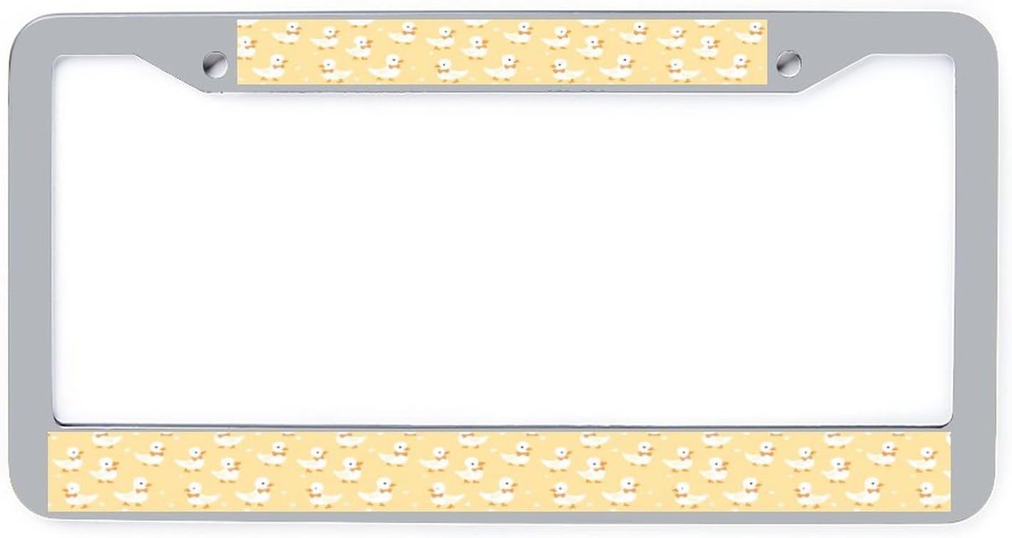 Cute Ducks Wearing Bow Tie License Plate Frame Silver/Black Decorative Aluminum Car Tag Holder Auto Sign Accessories Cover Cute Ducks Wearing Bow Tie License Plate Frame Silver/Black Decorative Aluminum Car Tag Holder Auto Sign Accessories Cover