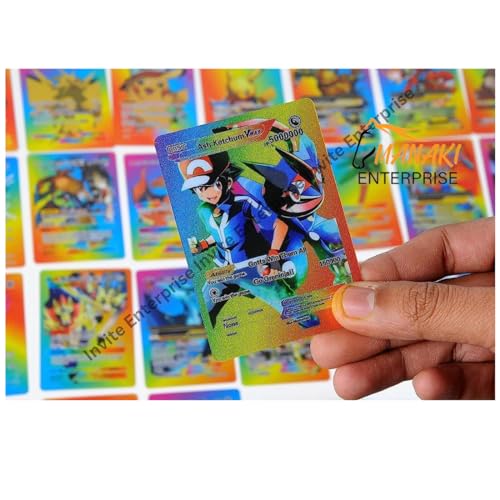 Image of MANAKI ENTERPRISE 55 PCS Rainbow Foil Card Assorted Cards TCG Deck Box - V Series Cards Vmax GX Rare Golden Cards and Common-Rare Mystery Card (Rainbow)