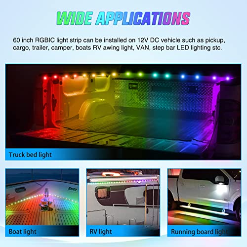 Image of Nilight Truck Bed Light Strip RGB-IC LED Bar 2PCS 60 inch Cargo Lighting | for Pickup Multi Dream Color DIY Music Synchronous with APP and RF Remote Control