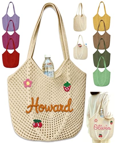Bolso de playa tejido personalizado para mujer miniatura 1