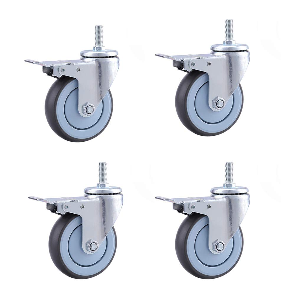 Roulettes pivotantes lot de 4 roues en caoutchouc de 3 pouces avec tige M12