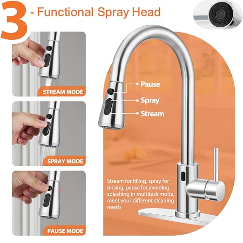 Homikit Touchless Kitchen Faucets With Pull Down Sprayer & Soap Dispenser thumb #5