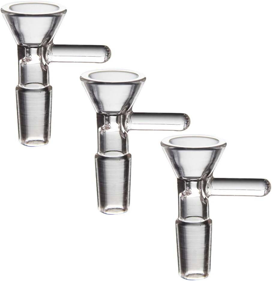 3 pcs 14mm Male Glass Bong Bowl Adaptor, Oil Rig Hookah Pipe Bowls with Bongs Accessory Bowl for Smoking Water Bong Bowl,14 mm Male Glass Bong Bowl Head Adaptor,Nicotine Free (Size2)