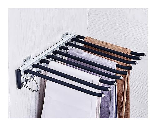 9 Arms Pull Out Trouser Pants Hanger Rack, Pull Out Trouser Hanger Rack Closet Storage Rack Drawer Non-Slip Clothes Hanger Multi Functional(B Left)