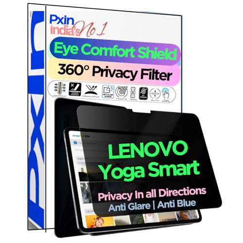 Image of PxIn Tablet Privacy Screen Guard compatible with LENOVO Yoga Smart Tab YT-X705F | No.1 | Anti Glare | Anti Blue Light | Anti UV | 4 Way Privacy Filter | 360 Privacy | Eye Protect