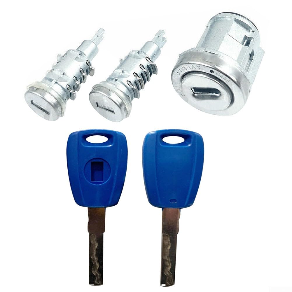 DAZZLEEX Cilindro de Cerradura de Encendido e Interruptor de Encendido Cerradura de Puerta Cilindro Juego de Cerradura de Encendido para Fiat para Doblo para Vauxhall para Combo D