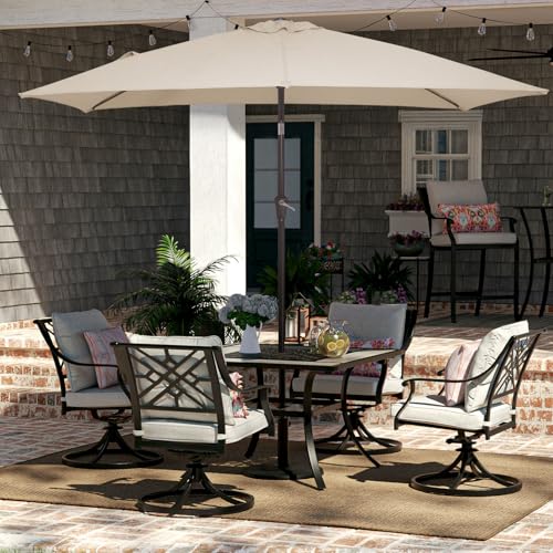 JEAREY 6.5 x 10 ft Rectangular Patio Umbrella w/Crank, Beige — view 4
