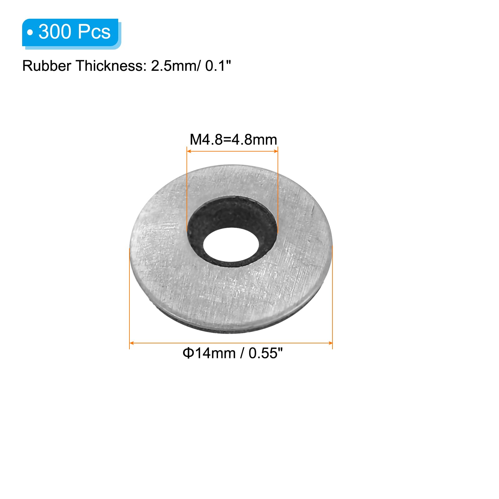 PATIKIL 1/5"x5/9" EPDM Bonded Sealing Washers - Image 2