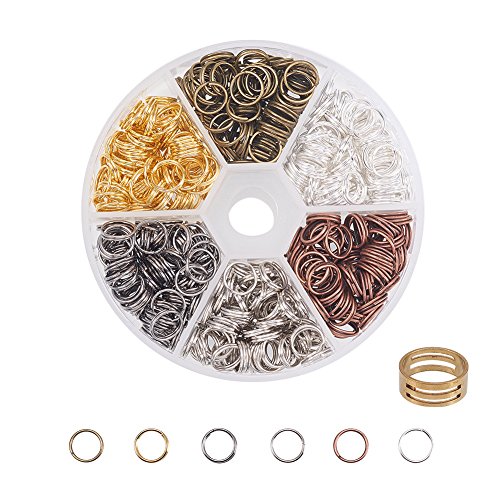 PandaHall Elite 400 Pcs Iron Split Rings Double Loop Jump Ring Diameter 8mm for Jewelry Making Mixed Color