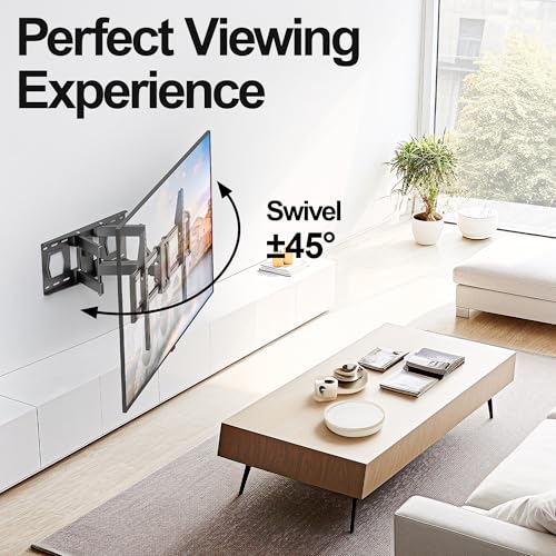 Image of Full Motion Mount, USX MOUNT UL Listed TV Wall Mount for Most 42-84 inch TVs, Holds up to 120lbs, Max VESA 600x400mm, Swivel TV Bracket with Dual Articulating Arms Tilt Rotation Fits 16 inch Wood Stud