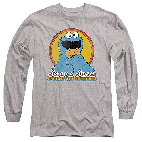 T-shirt Sesame Street Cookie Monster manches longues gris chiné vêtements de nuit