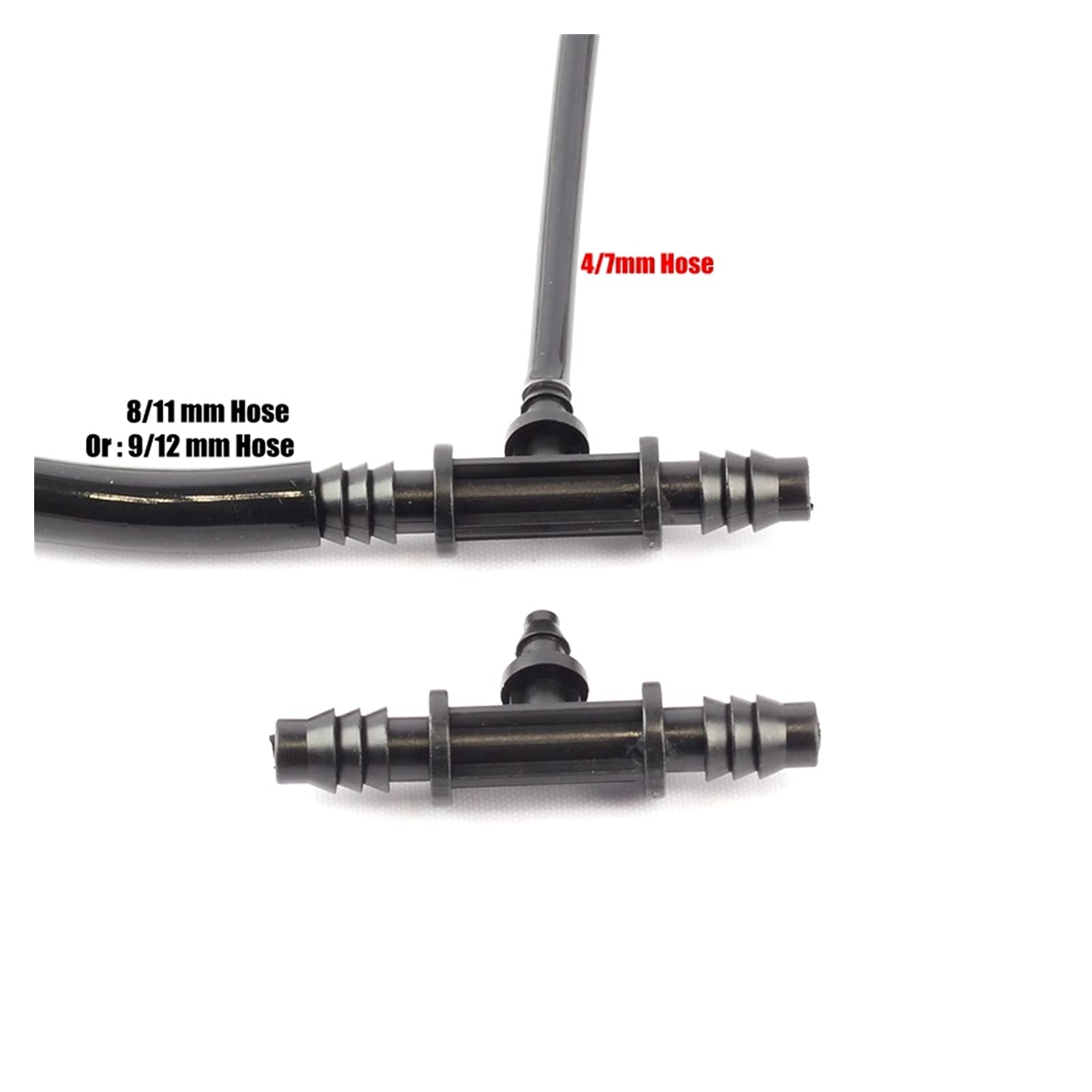 Cector de la Manguera 50 stücke 8~9 bis 4mm Garten Wasserrohr Stachelverbinder landwirtschaftliche Tropf Bewässerungsrohr reduzieren T-Shirt-Stecker Gartenarbeit Wasserzubehör