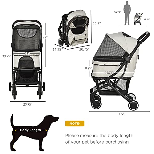 PawHut Travel Pet Stroller for Dogs, Cats, One-Click Fold Jogger Pushchair with Aluminum Frame, EVA Wheels, Brakes… - Image 4