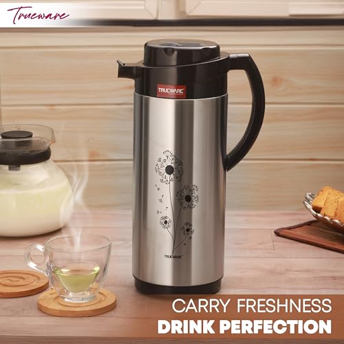 Image of Trueware Ruff Tuff 1800 Ss Insulated Flask - 1500 Ml | Insulated Tea Pot Kettle Water Jug | Hot & Cold | Leak-Proof Lid | Thermoware | Food Grade Plastic | High Grade Stainess Steel