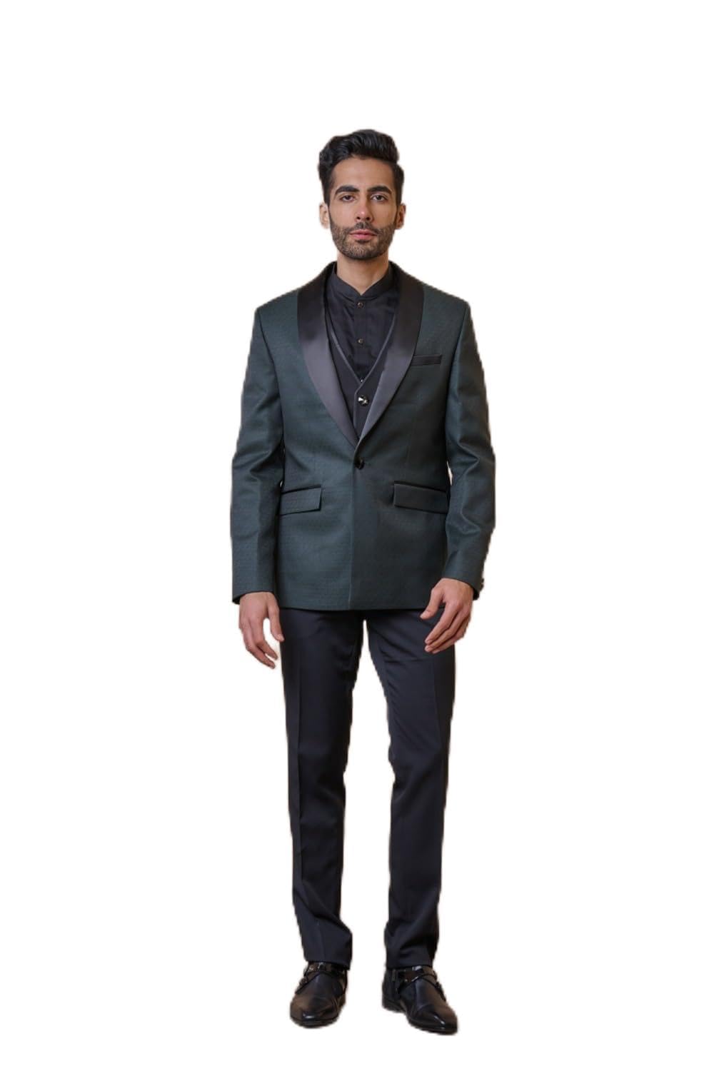 tasva Green Classic Jacquard Dinner Jacket-picture-17