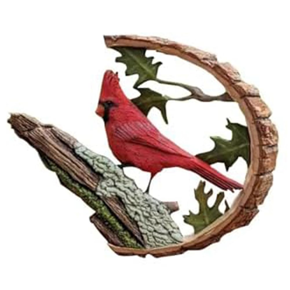 CTRLZS Vibrant Cardinal Statue Handmade Bird Decoration Small Bird Stepping on Branch Ornaments Gift for Bird Lovers