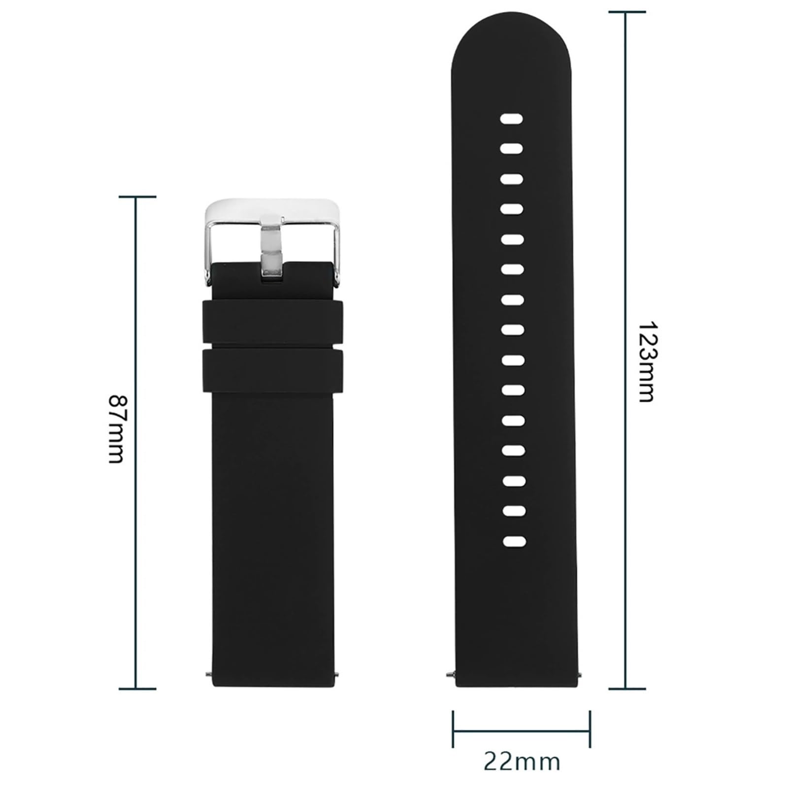 Cinturino in gomma, cinturino in silicone, 22 mm, traspirante, per sport all'aria aperta (blu scuro)