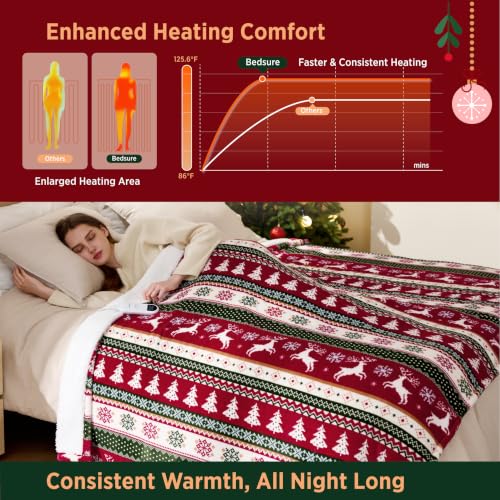 Image of Bedsure Christmas Electric Blanket Twin, Fair Isle Pattern Heated Blanket