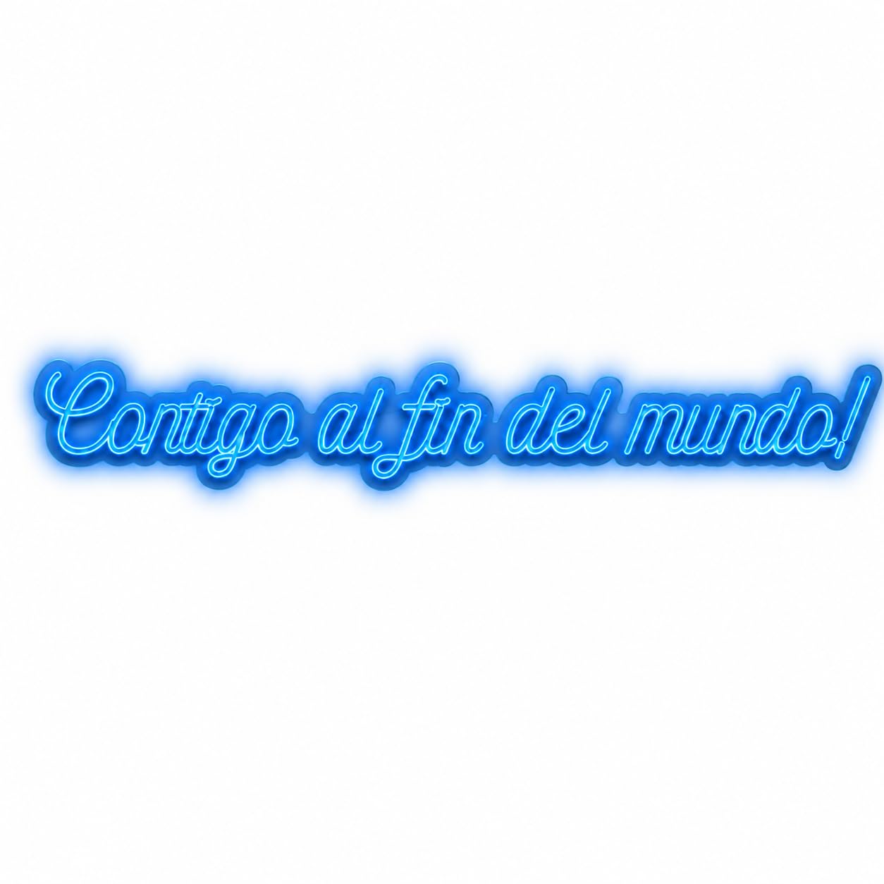 Letrero Neon led metacrilato'contigo al fin del mundo', Color para Bodas medida 100 cm x 15 cm alimentación 12 v