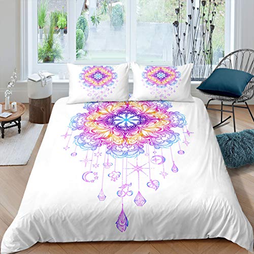Mandala Duvet Cover Colorful Dreamcatcher Pattern Decor Bedding Set Purple Boho Exotic Dream