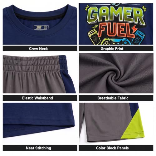 Image of Pro Athlete Active Boys Short Sets - 2 Piece Performance Crewneck Short Sleeve T-Shirt and Shorts Boys Athletic Sets (8-16)