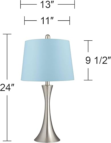 Vista 13 de 360 Lighting Gerson - Juego de 2 lámparas de mesa modernas de 24 pulgadas de alto con reguladores de intensidad de níquel cepillado y metal plateado