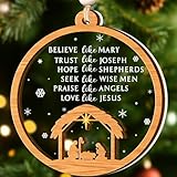Nativity Ornaments - Christian Christmas Ornaments - Religious Ornament - Jesus Ornament - Nativity Gifts, Religious for Women, Friends, Kid - 2 Layer Wood Acrylic Christian Decor 2025