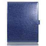 Laconile A4 Clipboard Folder Portfolio Multi-Functional Faux Leather Sturdy Clip Board Folder for Office Writing Pads Legal Paper (Blue)
